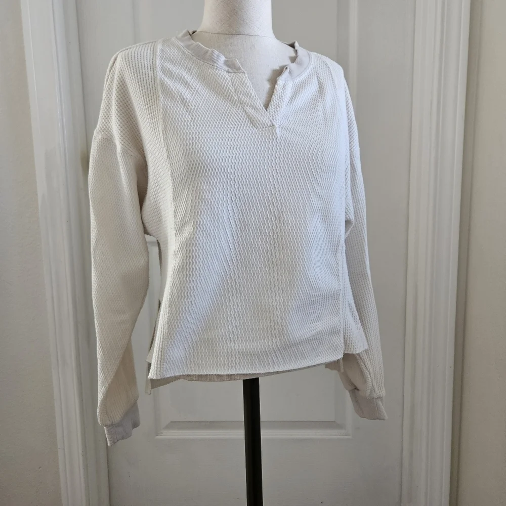 Nike Yoga Luxe waffle cover up sweat in off white XS